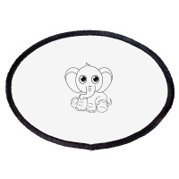 Cute Elephant Sitting Down Oval Patch | Artistshot