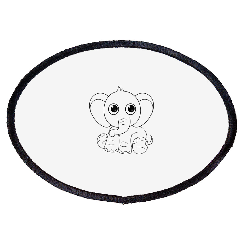 Cute Elephant Sitting Down Oval Patch | Artistshot