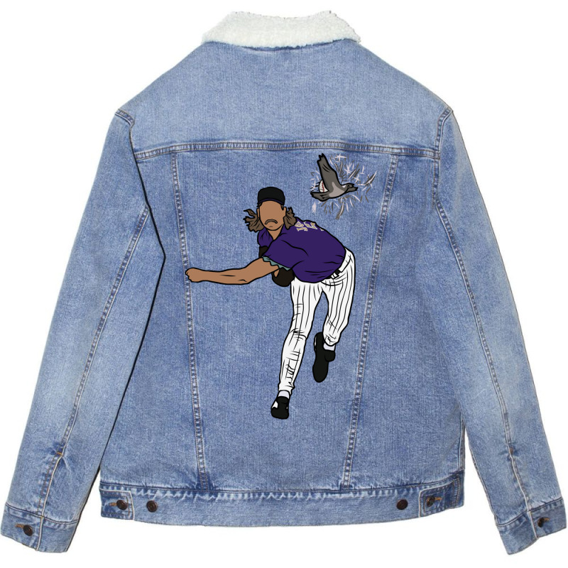 Randy Johnson Hits The Bird Unisex Sherpa-Lined Denim Jacket by alhajiyavanic | Artistshot