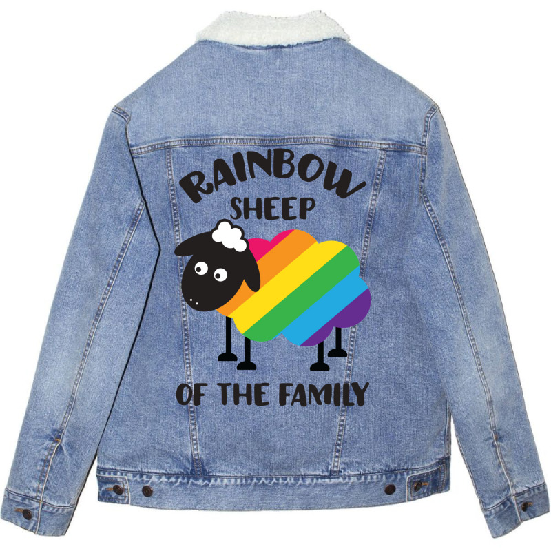 Rainbow Sheep Of The Family Lgbt Pride Unisex Sherpa-Lined Denim Jacket by beyanglubow | Artistshot