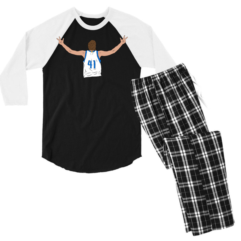 Dirk Nowitzki Celebration Men's 3/4 Sleeve Pajama Set | Artistshot