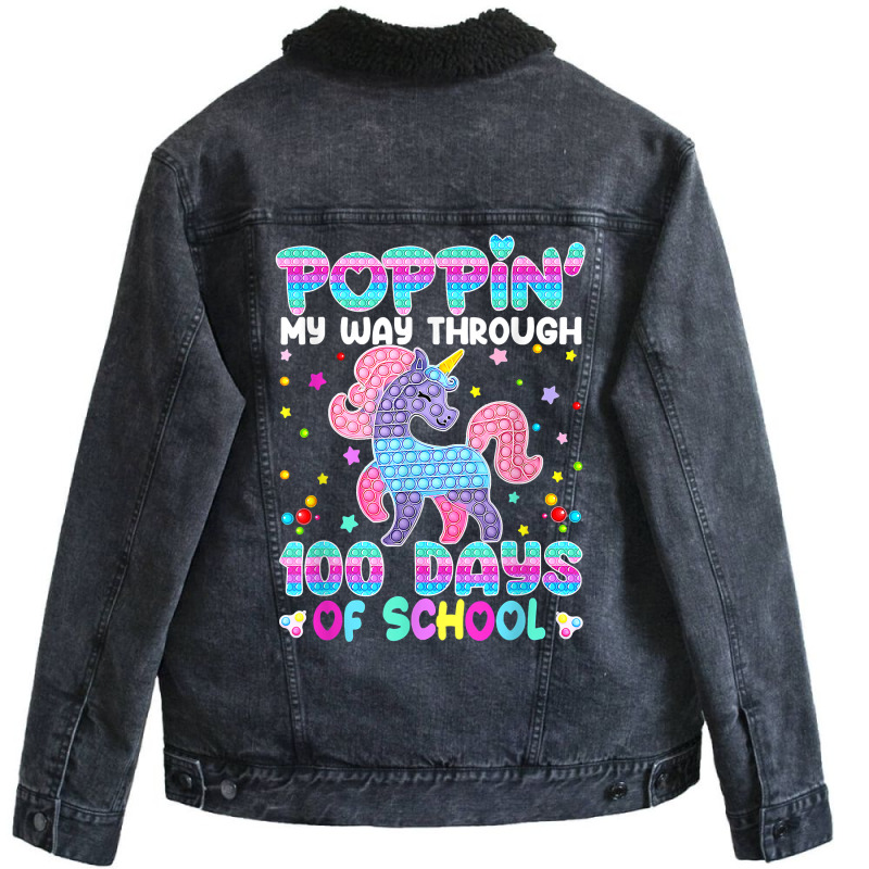 Poppin' My Way Through 100 Days Of School Unicorn Pop It T Shirt Unisex Sherpa-lined Denim Jacket | Artistshot