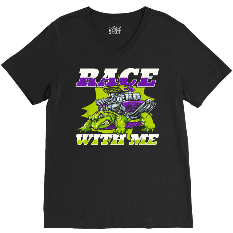 Race With Me Alligator Snapping Red Eared Slider Turtle T Shirt V-neck Tee | Artistshot