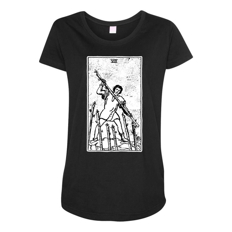 Seven Of Wands   Vii Of Wands   Tarot Card   Major Arcana   Fortune Te Maternity Scoop Neck T-shirt by livnymoronoe | Artistshot