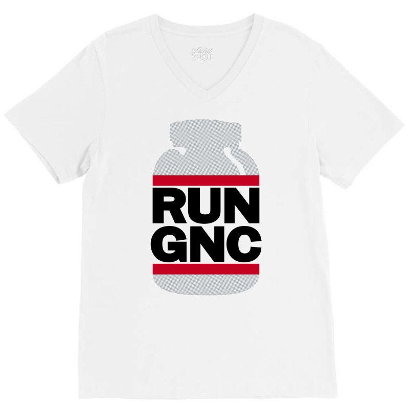 Run Gnc On White V-Neck Tee by beyanglubow | Artistshot