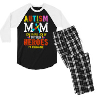 Autism Mom Some People Look Up To Their Heroes For Dark Men's 3/4 Sleeve Pajama Set | Artistshot