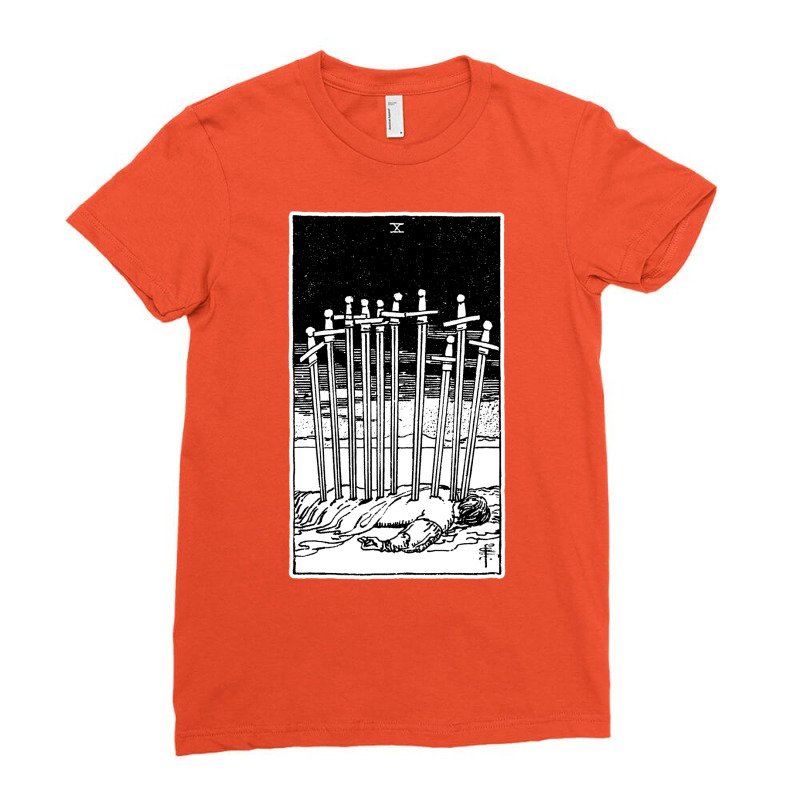 Ten Of Swords   X Of Swords   Tarot Card   Major Arcana   Fortune Tell Ladies Fitted T-Shirt by jogetinanoe | Artistshot