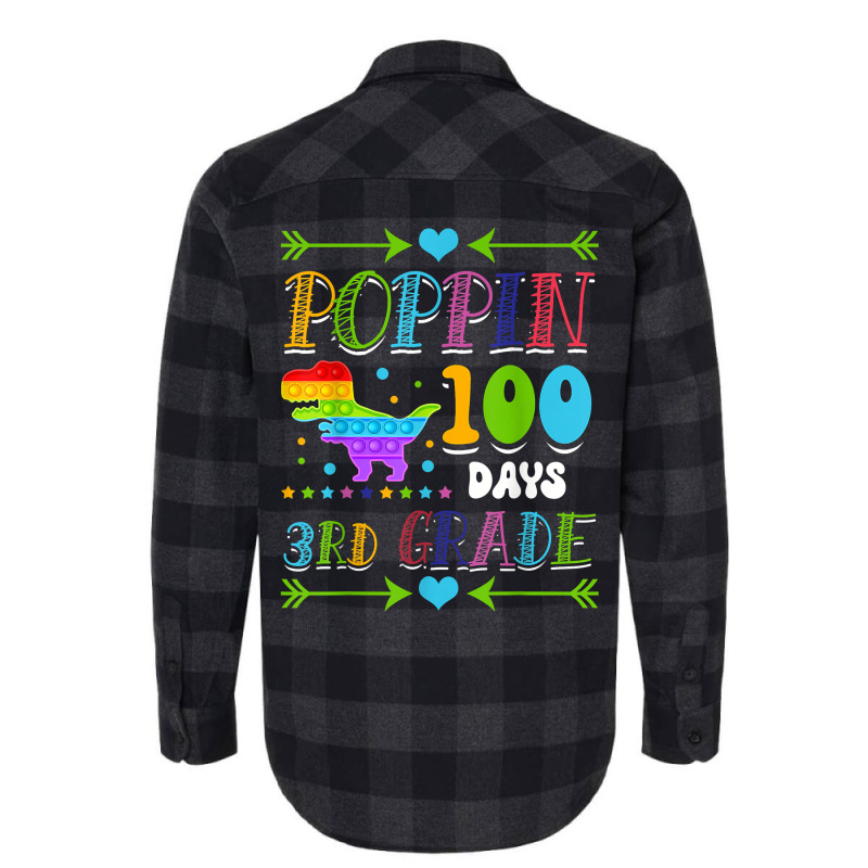 Poppin 100 Days 3rd Grade Primary School Dinosaur Kid T Rex T Shirt Flannel Shirt | Artistshot