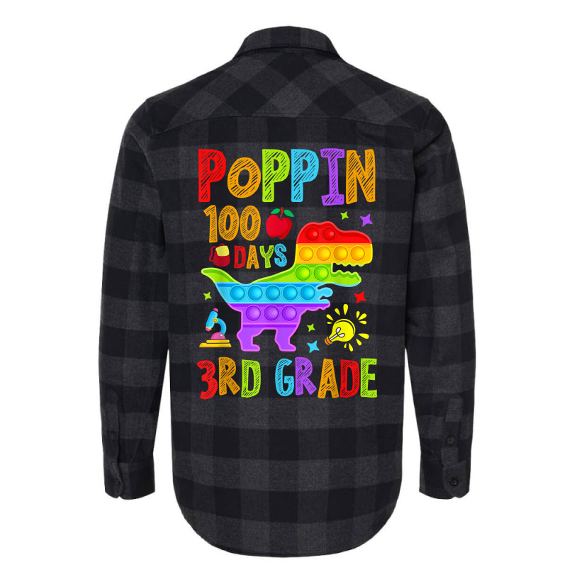 Poppin 100 Days 3rd Grade Dinosaur School Kid Elementary T Shirt Flannel Shirt | Artistshot