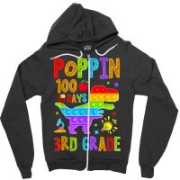 Poppin 100 Days 3rd Grade Dinosaur School Kid Elementary T Shirt Zipper Hoodie | Artistshot