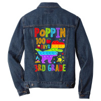 Poppin 100 Days 3rd Grade Dinosaur School Kid Elementary T Shirt Men Denim Jacket | Artistshot