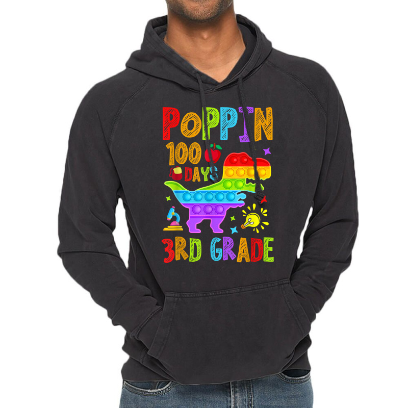 Poppin 100 Days 3rd Grade Dinosaur School Kid Elementary T Shirt Vintage Hoodie | Artistshot