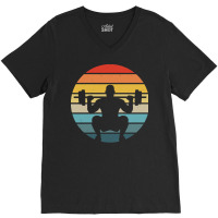 Squat T  Shirt Squat Silhouette On A Distressed Retro Sunset Print T V-neck Tee | Artistshot