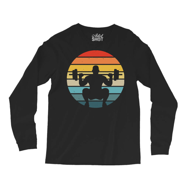 Squat T  Shirt Squat Silhouette On A Distressed Retro Sunset Print T Long Sleeve Shirts | Artistshot