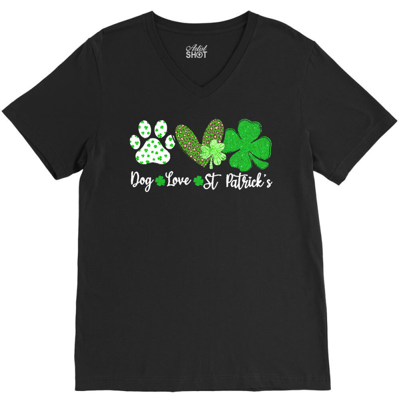 St Paddys Paw Dog Leopard Shenanigans T  Shirt Dog Love St Patricks Da V-neck Tee | Artistshot