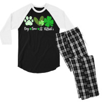 St Paddys Paw Dog Leopard Shenanigans T  Shirt Dog Love St Patricks Da Men's 3/4 Sleeve Pajama Set | Artistshot