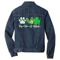 St Paddys Paw Dog Leopard Shenanigans T  Shirt Dog Love St Patricks Da Men Denim Jacket | Artistshot