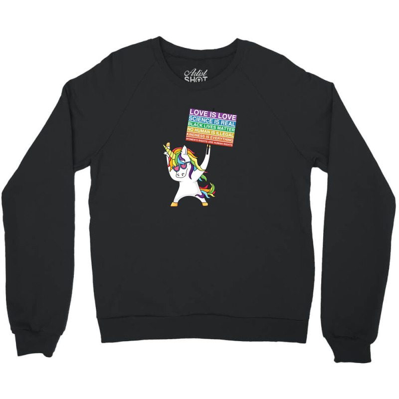 Social Justice Unicorn Activist Sign Equity Protest Inclusive Climate Crewneck Sweatshirt | Artistshot