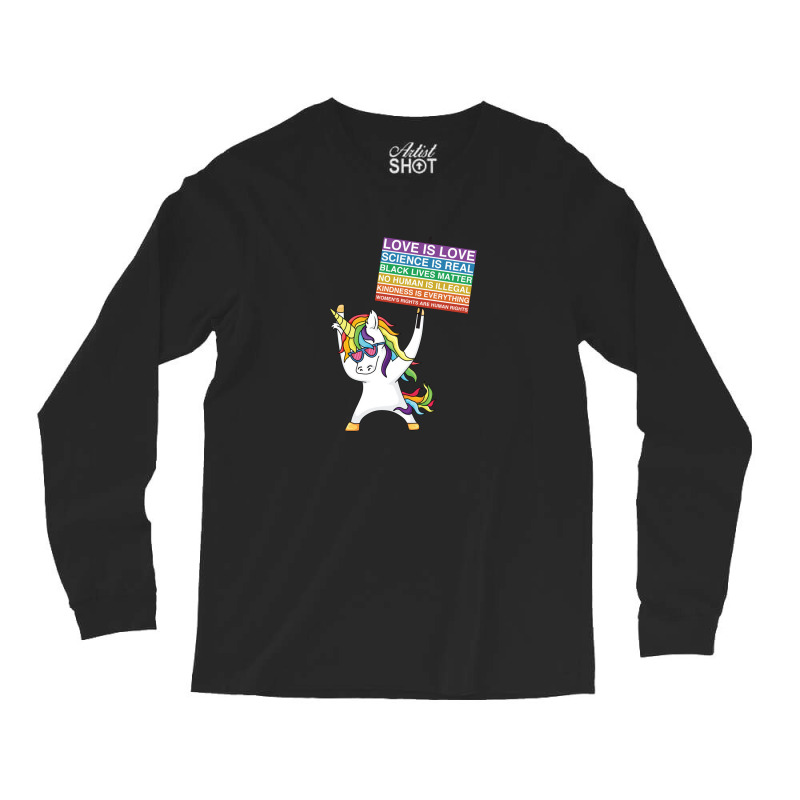 Social Justice Unicorn Activist Sign Equity Protest Inclusive Climate Long Sleeve Shirts | Artistshot