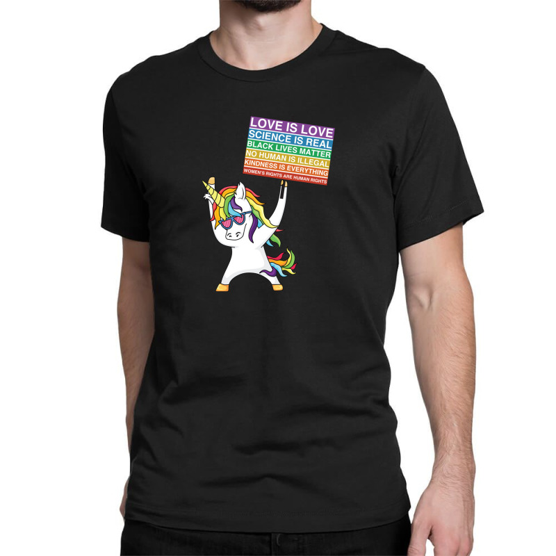 Social Justice Unicorn Activist Sign Equity Protest Inclusive Climate Classic T-shirt | Artistshot