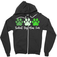 St Paddys Paw Dog Leopard Shenanigans T  Shirt Luckiest Dog Mom Ever S Zipper Hoodie | Artistshot