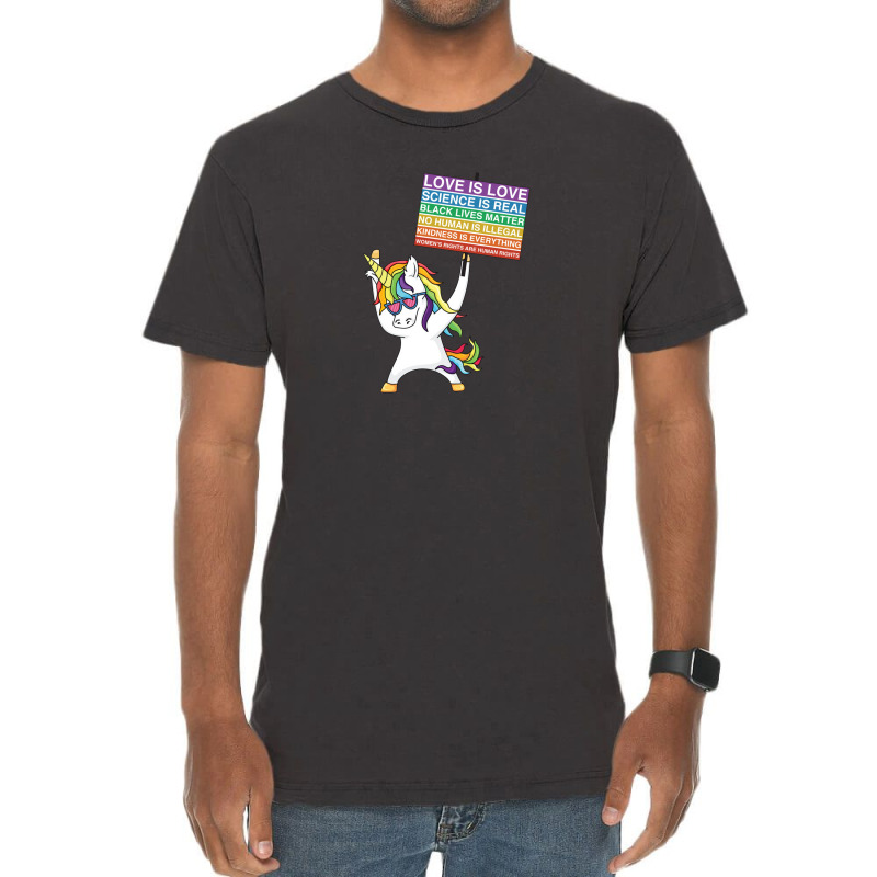 Social Justice Unicorn Activist Sign Equity Protest Inclusive Climate Vintage T-shirt | Artistshot