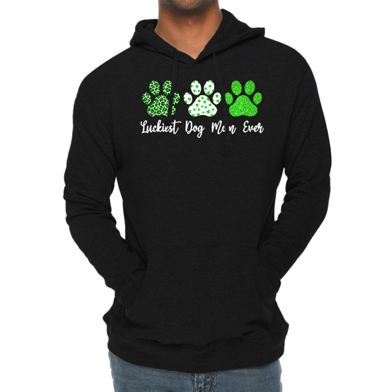 St Paddys Paw Dog Leopard Shenanigans T  Shirt Luckiest Dog Mom Ever S Lightweight Hoodie | Artistshot