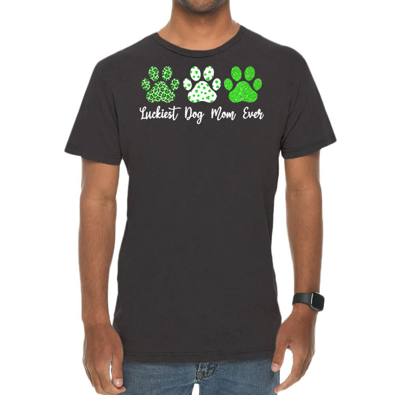 St Paddys Paw Dog Leopard Shenanigans T  Shirt Luckiest Dog Mom Ever S Vintage T-shirt | Artistshot