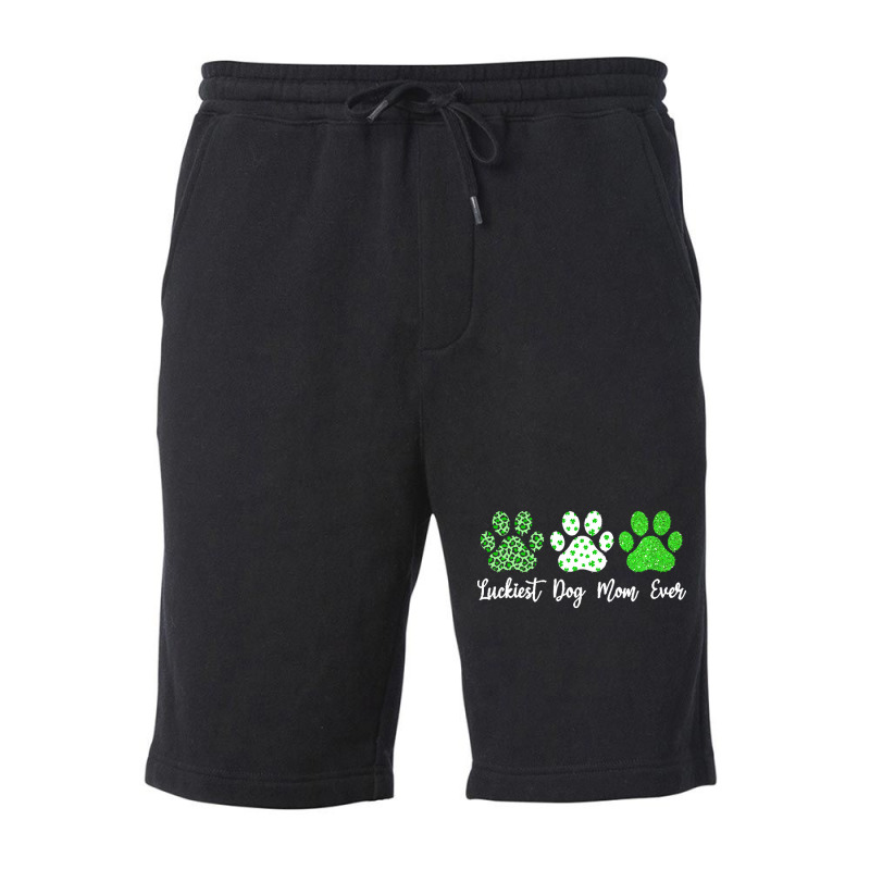 St Paddys Paw Dog Leopard Shenanigans T  Shirt Luckiest Dog Mom Ever S Fleece Short | Artistshot