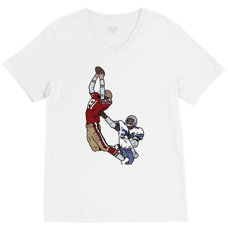 Dwight Clark The Catch V-neck Tee | Artistshot