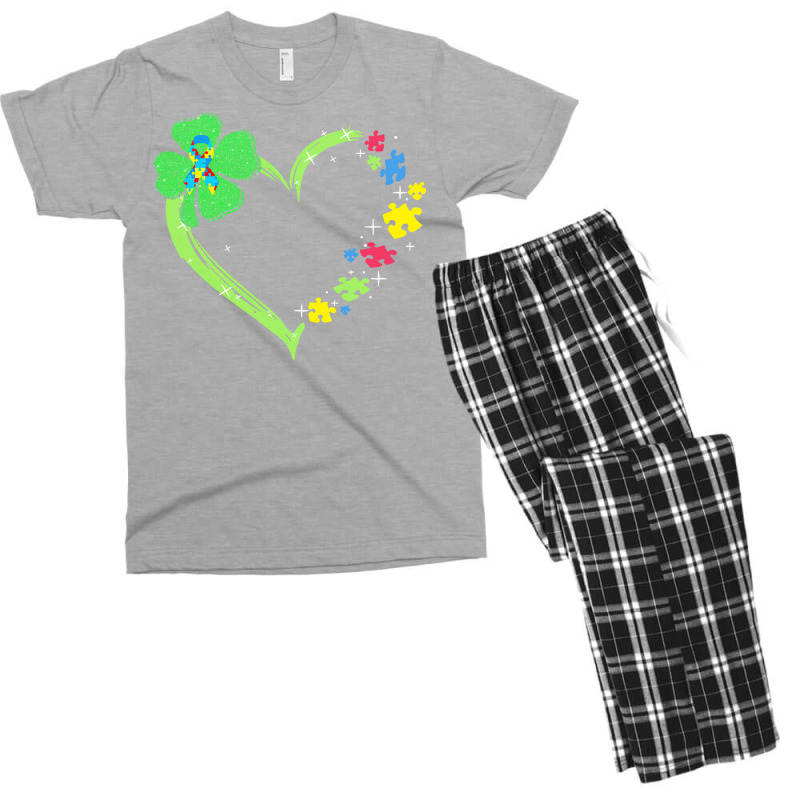 St Patricks Day Autism Awareness Heart T  Shirt Funny Autism St Patric Men's T-shirt Pajama Set | Artistshot