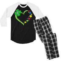 St Patricks Day Autism Awareness Heart T  Shirt Funny Autism St Patric Men's 3/4 Sleeve Pajama Set | Artistshot