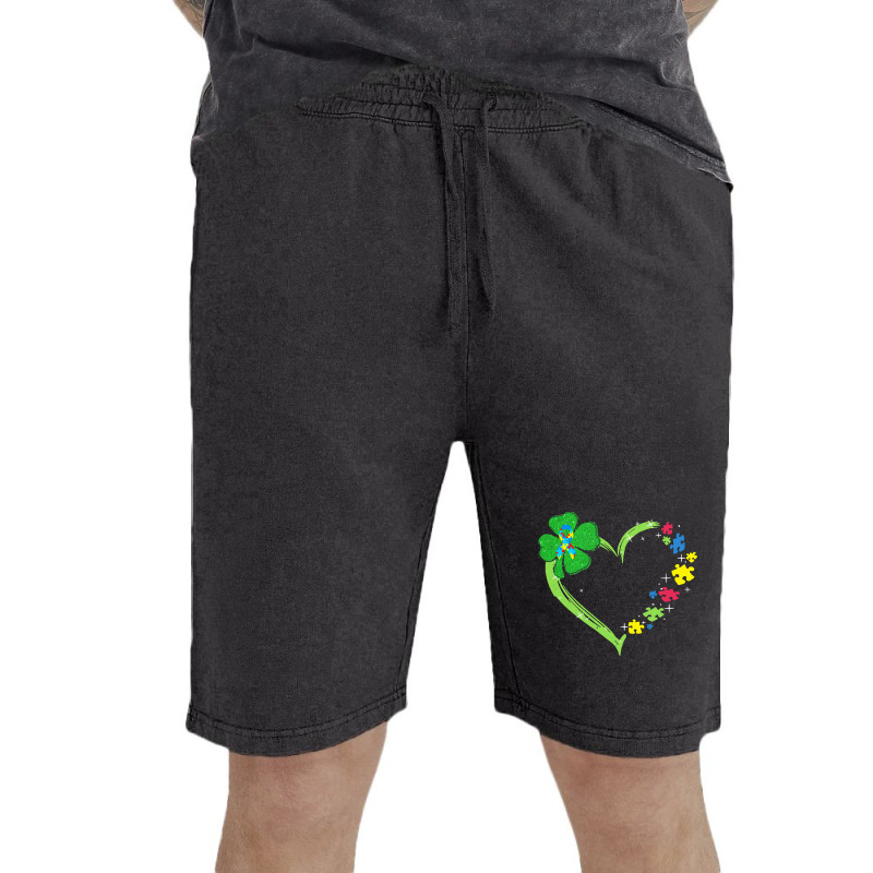 St Patricks Day Autism Awareness Heart T  Shirt Funny Autism St Patric Vintage Short | Artistshot