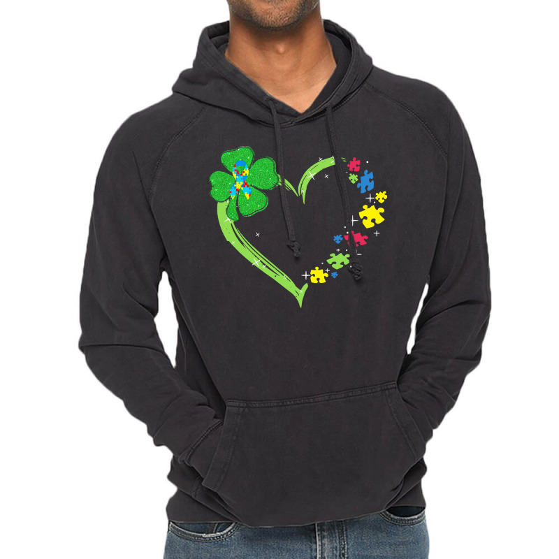 St Patricks Day Autism Awareness Heart T  Shirt Funny Autism St Patric Vintage Hoodie | Artistshot