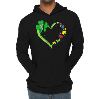 St Patricks Day Autism Awareness Heart T  Shirt Funny Autism St Patric Lightweight Hoodie | Artistshot