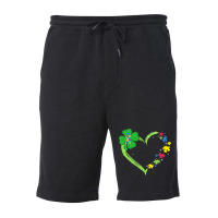 St Patricks Day Autism Awareness Heart T  Shirt Funny Autism St Patric Fleece Short | Artistshot