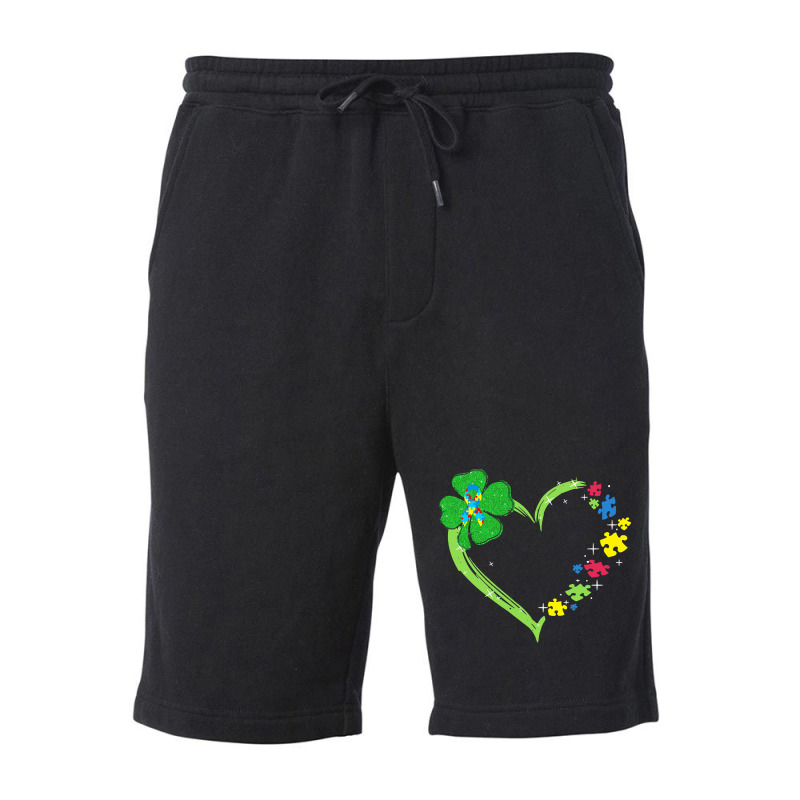 St Patricks Day Autism Awareness Heart T  Shirt Funny Autism St Patric Fleece Short | Artistshot