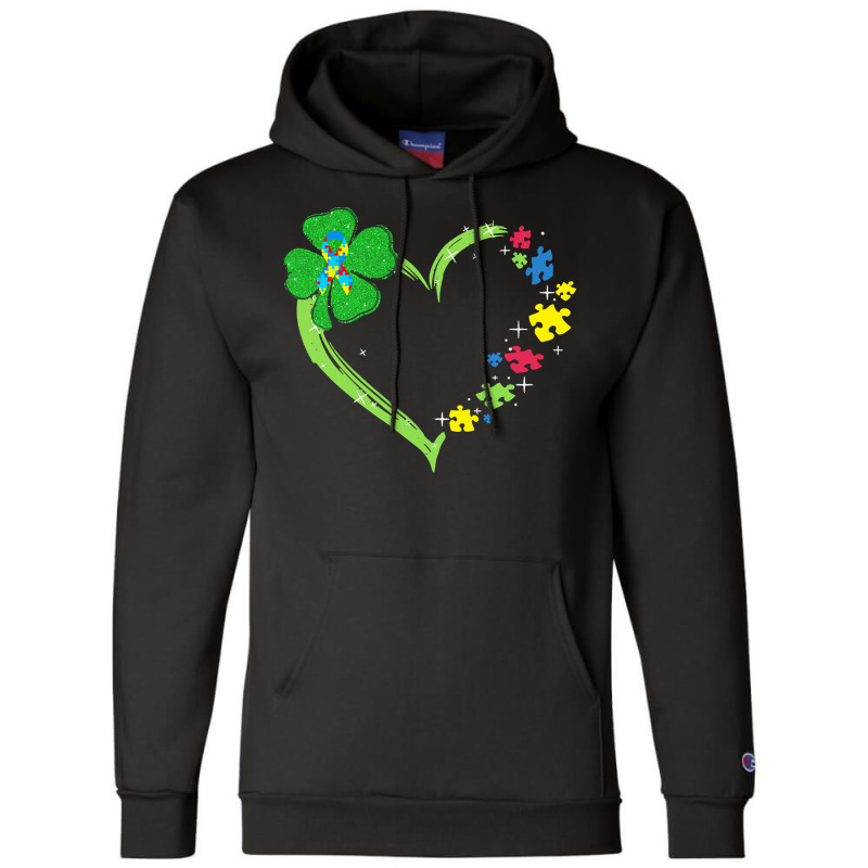 St Patricks Day Autism Awareness Heart T  Shirt Funny Autism St Patric Champion Hoodie | Artistshot