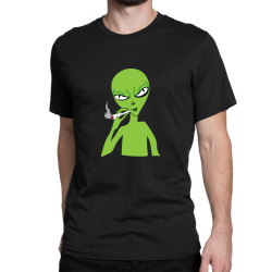 funny green alien smoking Classic T-shirt | Artistshot