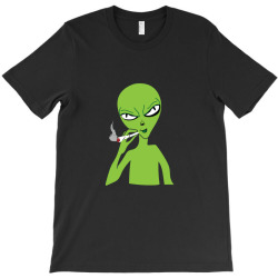 funny green alien smoking T-Shirt | Artistshot