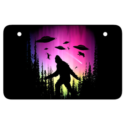 Bigfoot Ufos In Forest Atv License Plate Designed By Ricklers