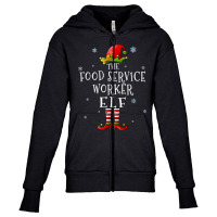 Food Service Worker Elf Xmas Groupe Matching Christmas Youth Zipper Hoodie | Artistshot