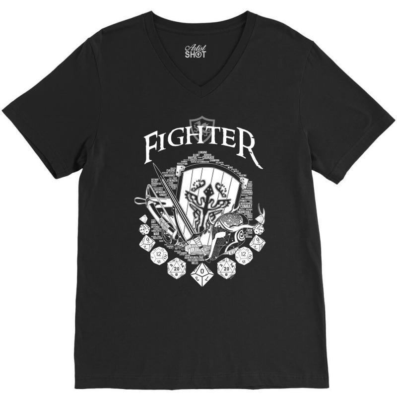 Rpg Class Series Fighter   White Version V-Neck Tee by alhajiyavanic | Artistshot