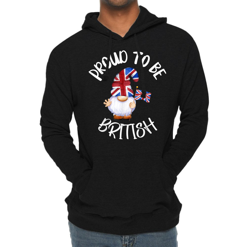 Proud To Be British Union Jack Gnome England Great Britain T Shirt Lightweight Hoodie | Artistshot