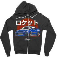 Rocket. Skyline R34 Gtr (blue) Zipper Hoodie | Artistshot