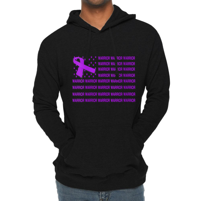 Womens Domestic Violence Warrior   Usa Flag Purple Ribbon V Neck T Shi Lightweight Hoodie | Artistshot