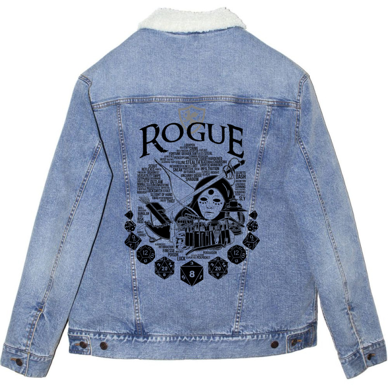 Rpg Class Series Rogue   Black Version Unisex Sherpa-Lined Denim Jacket by alhajiyavanic | Artistshot