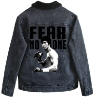 Lee Fear No Man Motivational Saying Unisex Sherpa-lined Denim Jacket | Artistshot