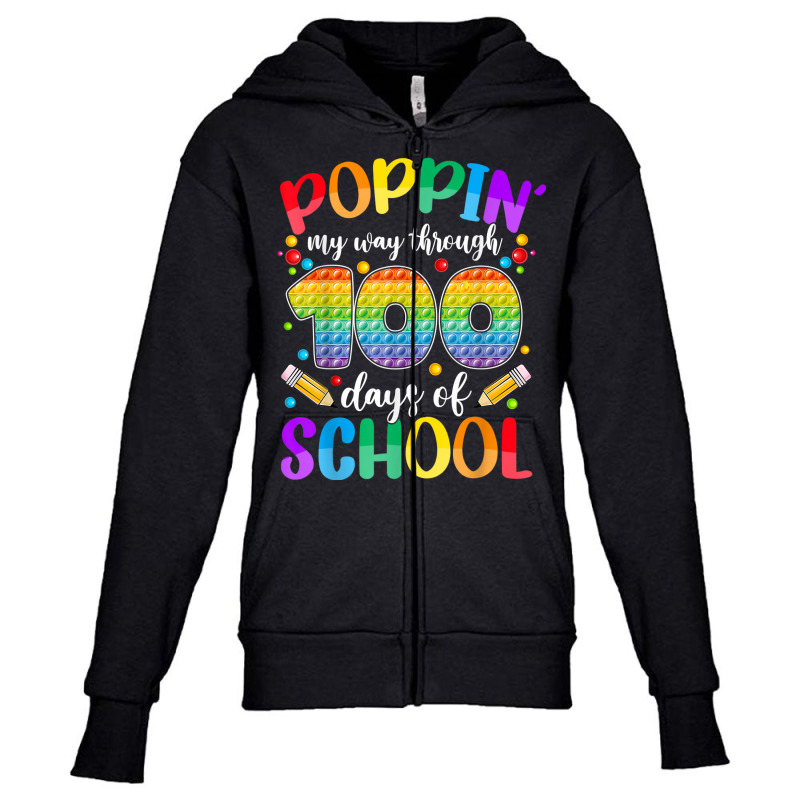 Poppin My Way Through 100 Days Of School Kids Boys Pop It T Shirt Youth Zipper Hoodie | Artistshot