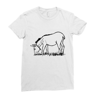 Donkey Eating Ladies Fitted T-shirt Designed By Dirjaart